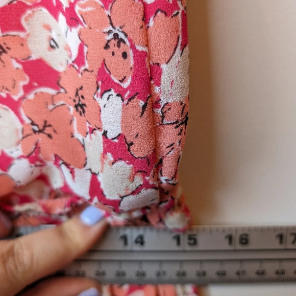Max Studio Pink Coral White Floral Stretch Waist  Dress Women Medium - Picture 9 of 12